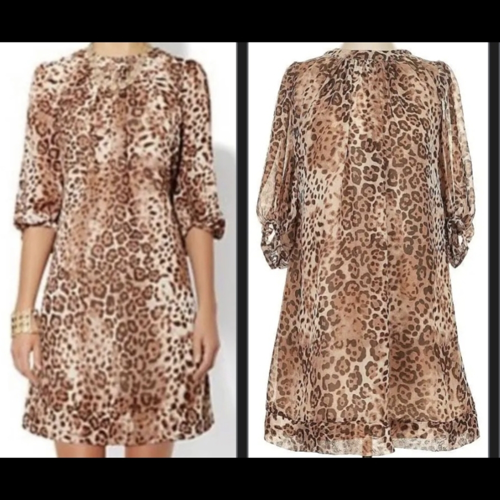 New York & Company  Eva Mendes Leopard Print Long Sleeve Dress, Size L, NWT